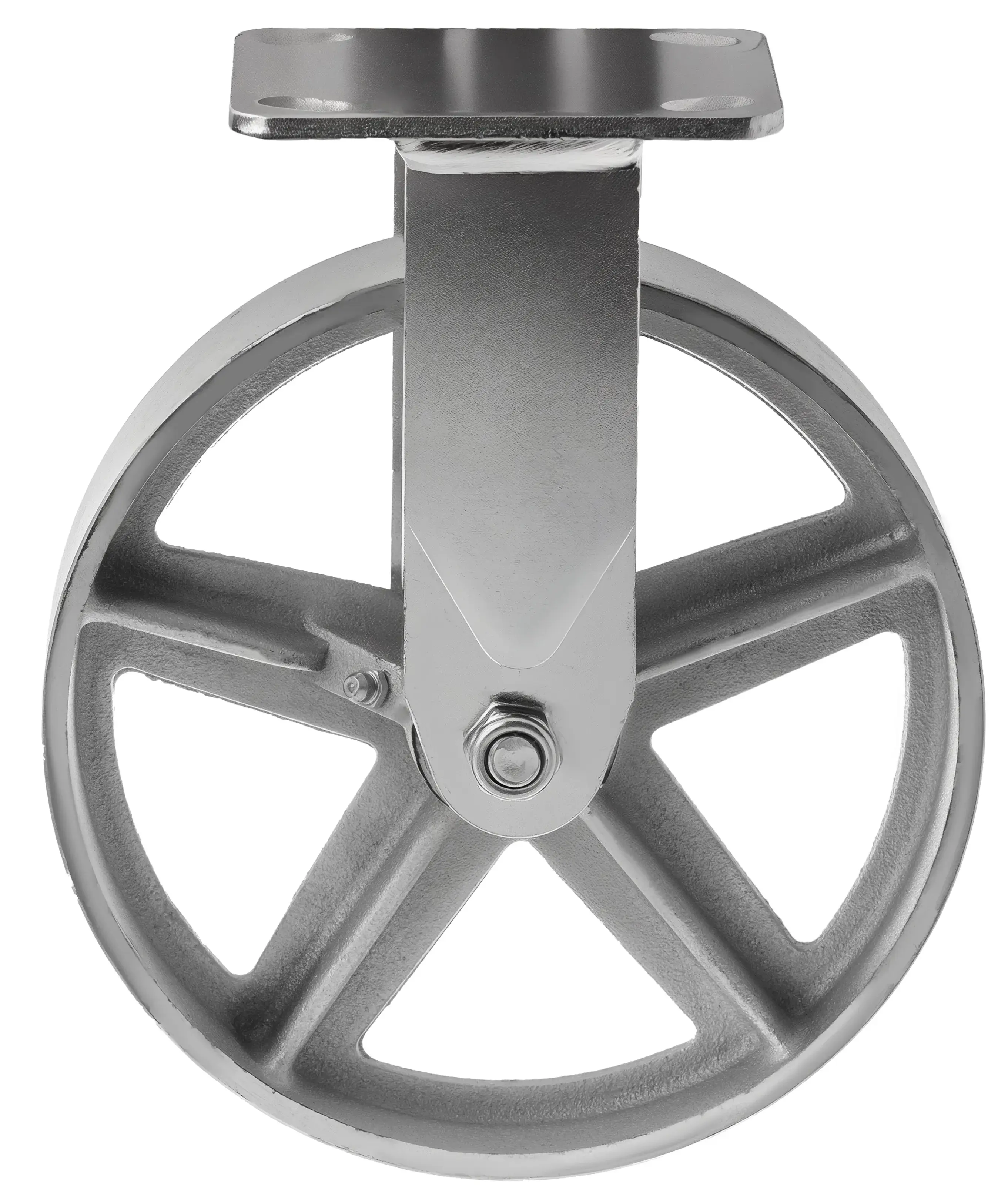 Большегрузное чугунное колесо без резины 200 мм (неповоротное, площадка, темный обод) - FCs 80