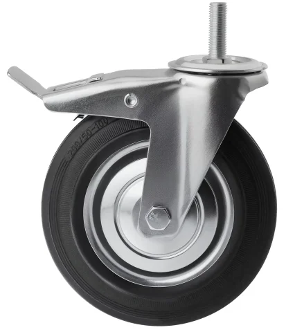 SCtb 80 - Промышленное колесо 200 мм, болт М16 (поворотн., тормоз, черн. рез., роликоподш.)