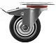 Промышленное колесо, диаметр 75мм, крепление-поворотная площадка с тормозом, черная резина, роликовый подшипник - SCb 93