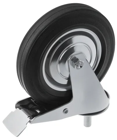 SCtb 80 - Промышленное колесо 200 мм, болт М16 (поворотн., тормоз, черн. рез., роликоподш.)